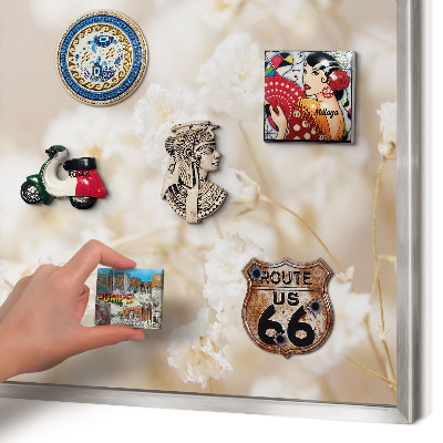 Printed magnet board in a silver frame Beige flowers