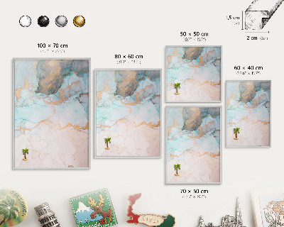 Souvenir magnet display board with a silver frame Pastel forms