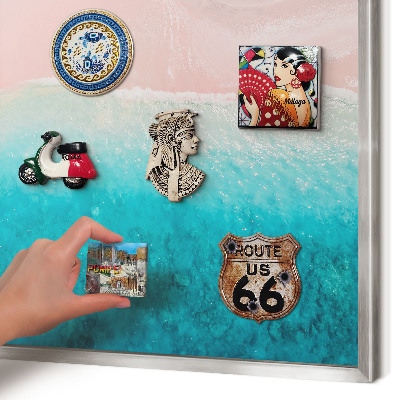 Printed magnet board in a silver frame Summer relaxation