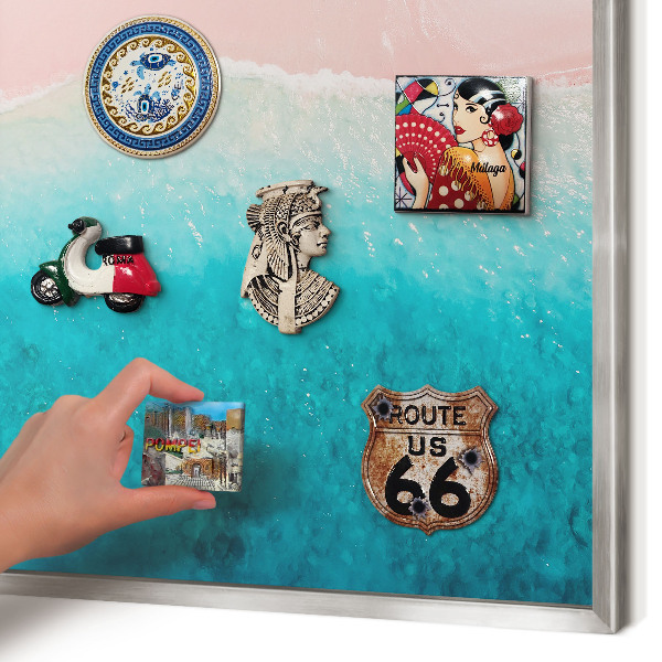 Printed magnet board in a silver frame Summer relaxation