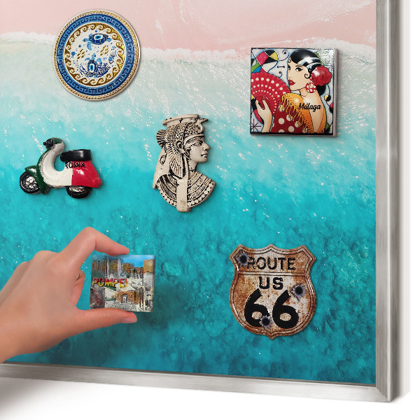 Printed magnet board in a silver frame Summer relaxation