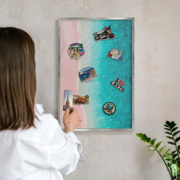 Printed magnet board in a silver frame Summer relaxation