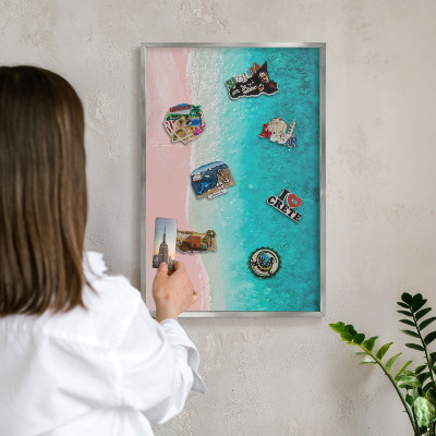 Printed magnet board in a silver frame Summer relaxation