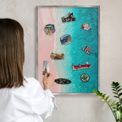 Printed magnet board in a silver frame Summer relaxation