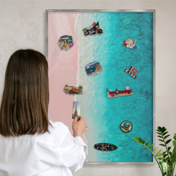 Printed magnet board in a silver frame Summer relaxation