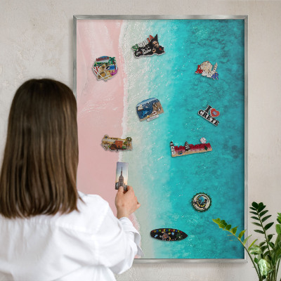 Printed magnet board in a silver frame Summer relaxation