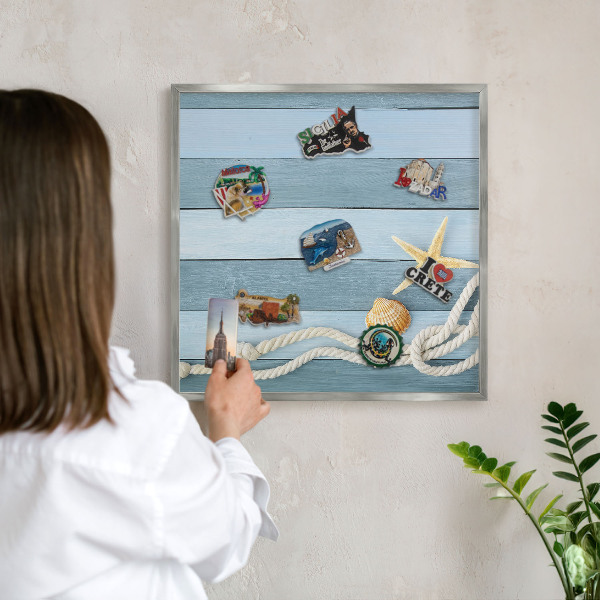 Printed magnet board in a silver frame Maritime climate