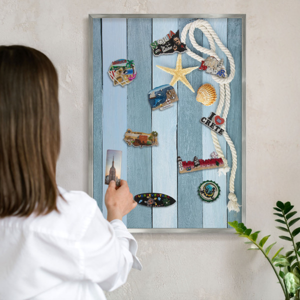 Printed magnet board in a silver frame Maritime climate