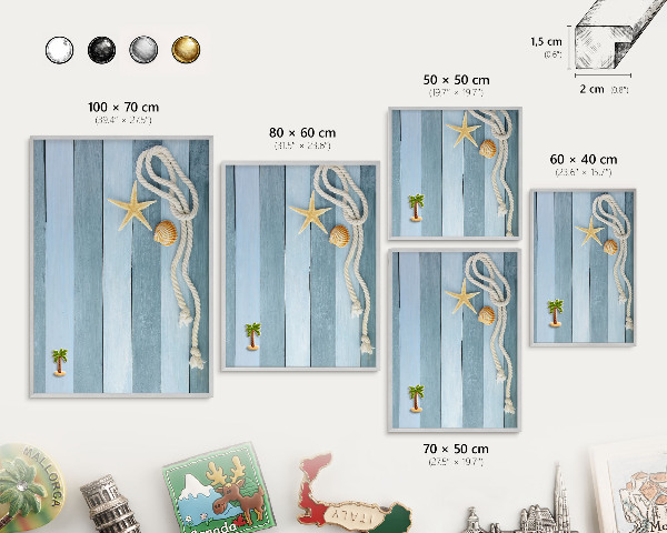Printed magnet board in a silver frame Maritime climate