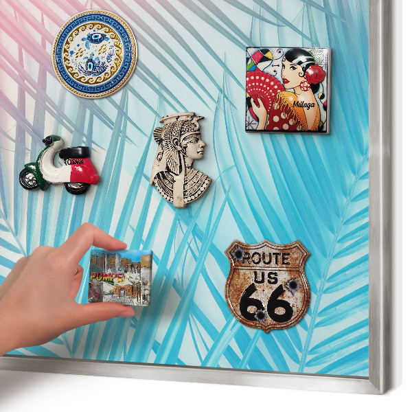 Printed magnet board in a silver frame Tropical elegance