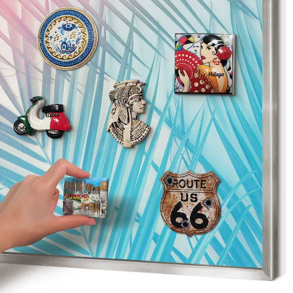 Printed magnet board in a silver frame Tropical elegance