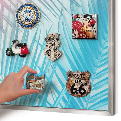 Printed magnet board in a silver frame Tropical elegance