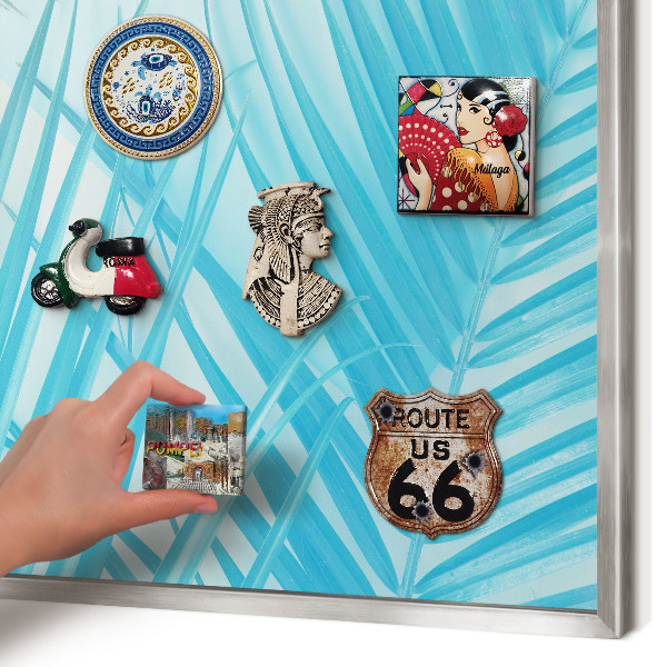 Printed magnet board in a silver frame Tropical elegance