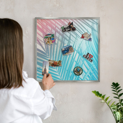 Printed magnet board in a silver frame Tropical elegance