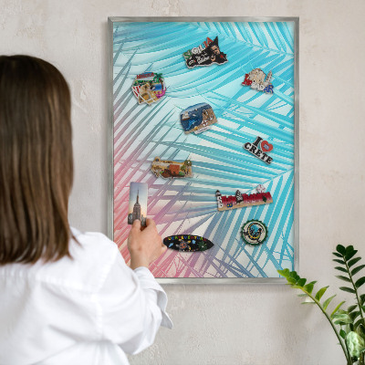 Printed magnet board in a silver frame Tropical elegance