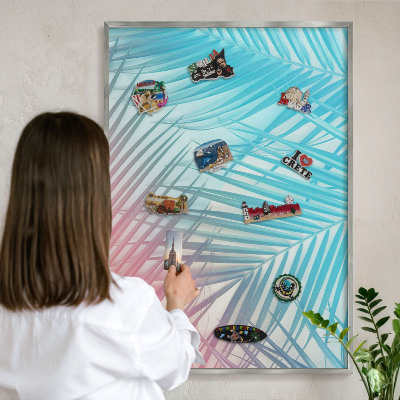 Printed magnet board in a silver frame Tropical elegance