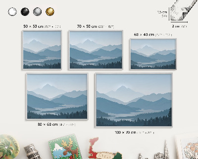 Souvenir magnet display board with a silver frame Mountain harmony
