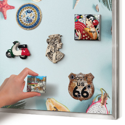 Printed magnet board in a silver frame Tropical vacation