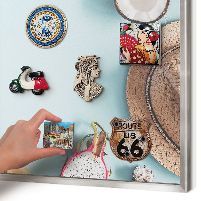 Printed magnet board in a silver frame Tropical vacation