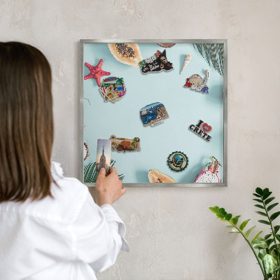 Printed magnet board in a silver frame Tropical vacation