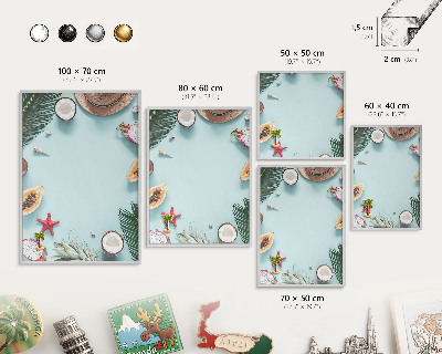 Printed magnet board in a silver frame Tropical vacation