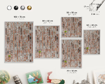 Printed magnet board in a silver frame Brick wall