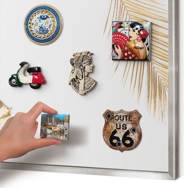 Printed magnet board in a silver frame Elegant leaves