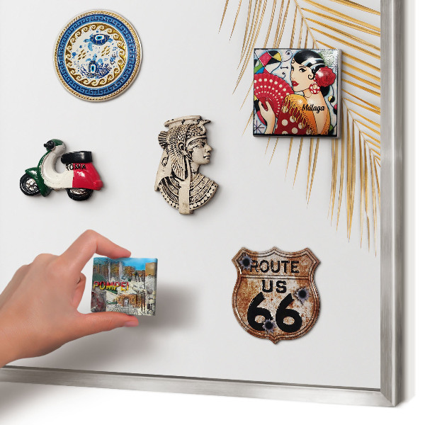 Printed magnet board in a silver frame Elegant leaves