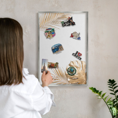Printed magnet board in a silver frame Elegant leaves