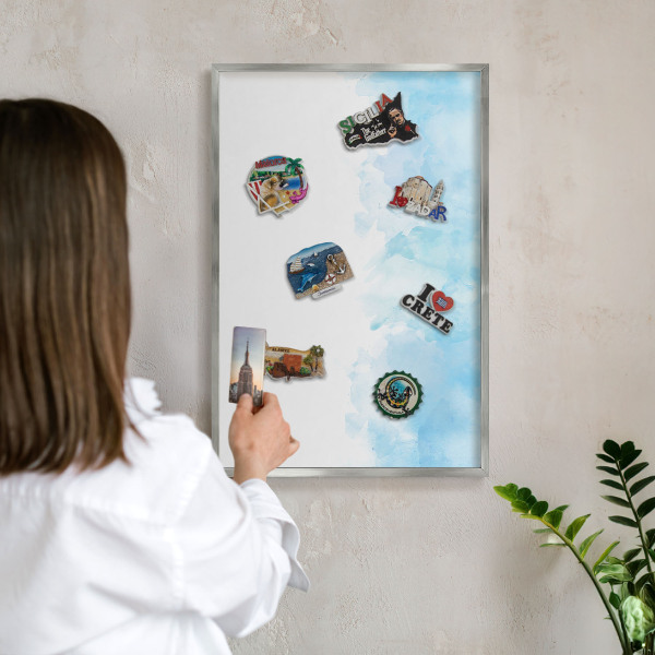 Printed magnet board in a silver frame Relaxing landscape