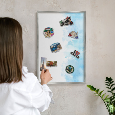 Printed magnet board in a silver frame Relaxing landscape
