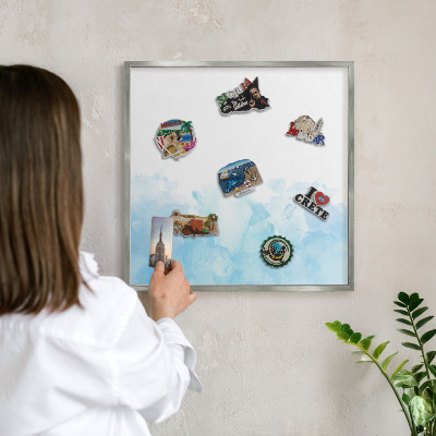 Printed magnet board in a silver frame Relaxing landscape