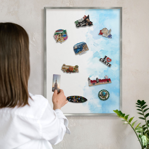 Printed magnet board in a silver frame Relaxing landscape