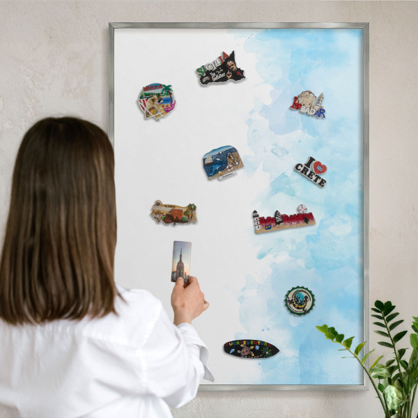 Printed magnet board in a silver frame Relaxing landscape