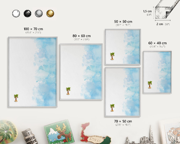Printed magnet board in a silver frame Relaxing landscape