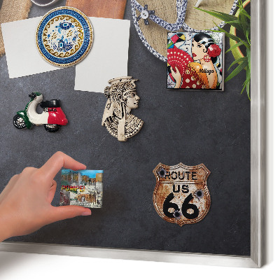 Printed magnet board in a silver frame Holiday atmosphere