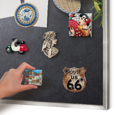 Printed magnet board in a silver frame Holiday atmosphere