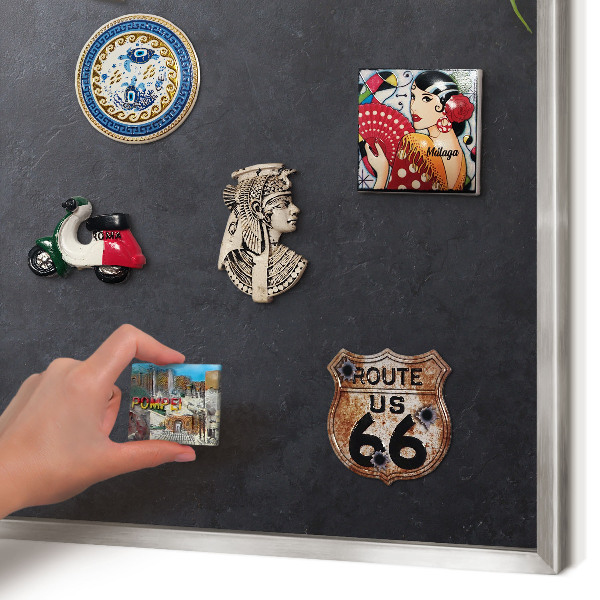 Printed magnet board in a silver frame Holiday atmosphere