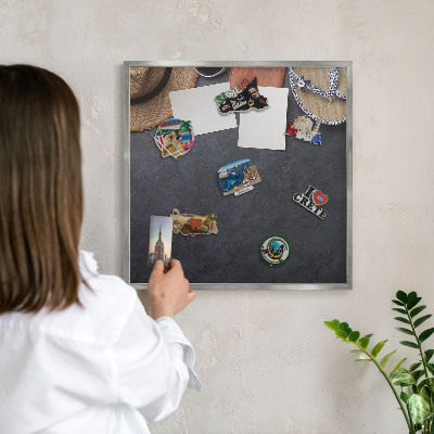 Printed magnet board in a silver frame Holiday atmosphere