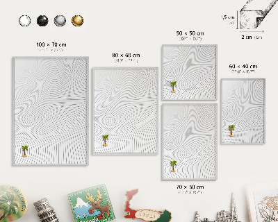 Printed magnet board in a silver frame Line waves