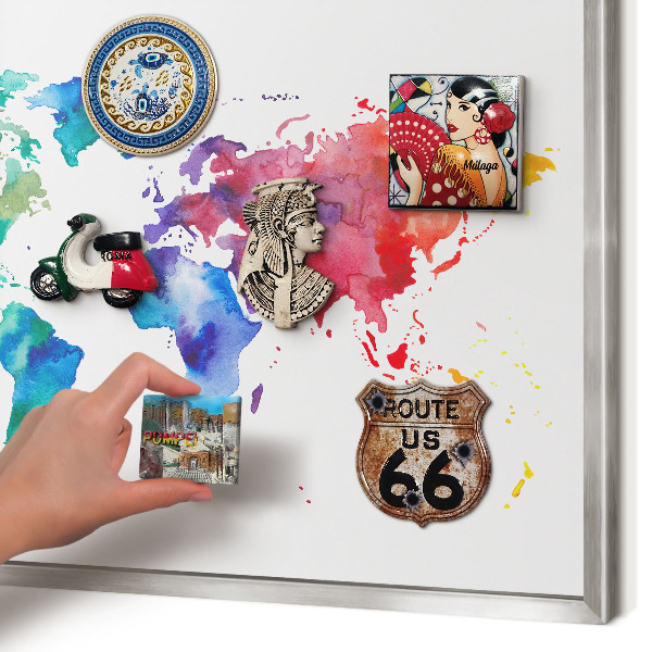Printed magnet board in a silver frame Color map
