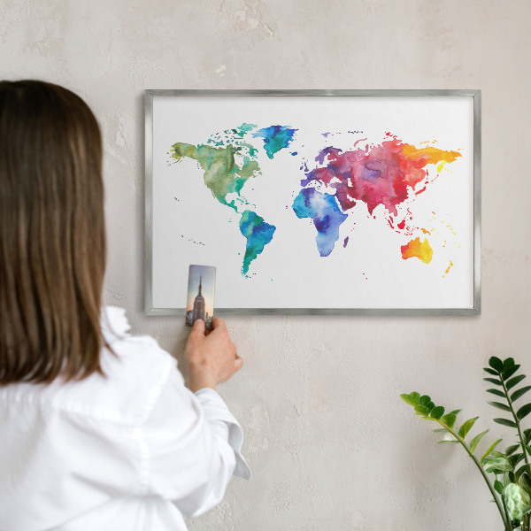 Printed magnet board in a silver frame Color map