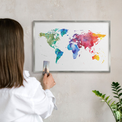 Printed magnet board in a silver frame Color map