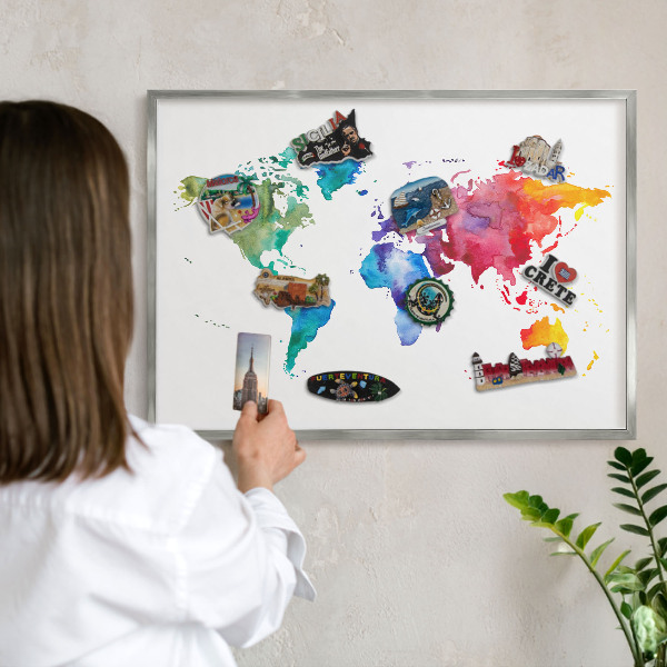 Printed magnet board in a silver frame Color map
