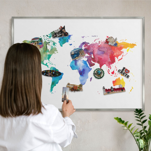 Printed magnet board in a silver frame Color map