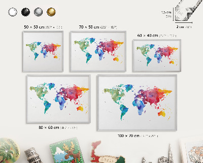 Printed magnet board in a silver frame Color map