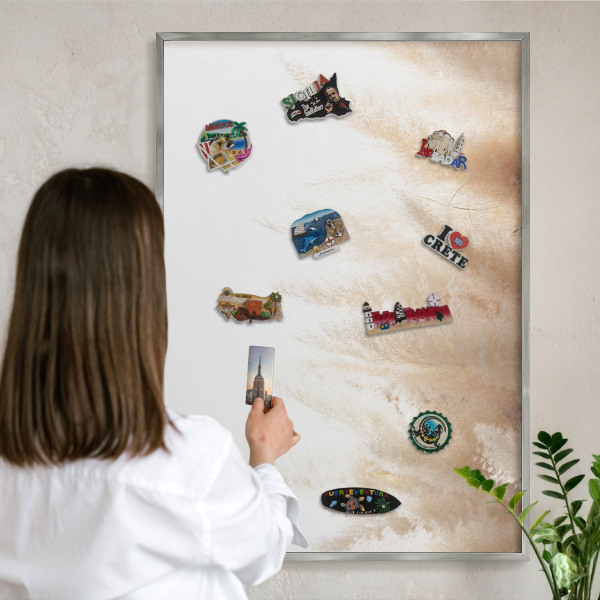 Printed magnet board in a silver frame Essential grasses