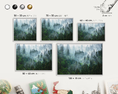 Souvenir magnet display board with a silver frame Mysterious forest