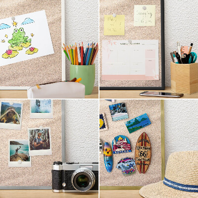 Souvenir magnet display board with a silver frame Summer relaxation