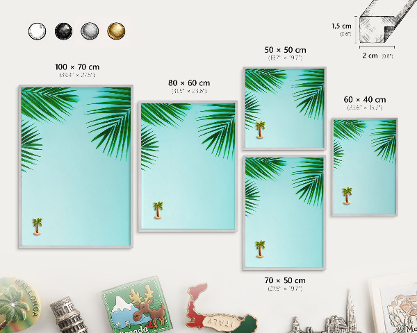 Printed magnet board in a silver frame Green leaves